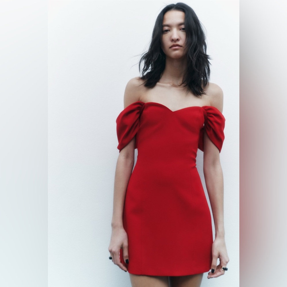 Zara Sweetheart Neckline Strapless Red Dress